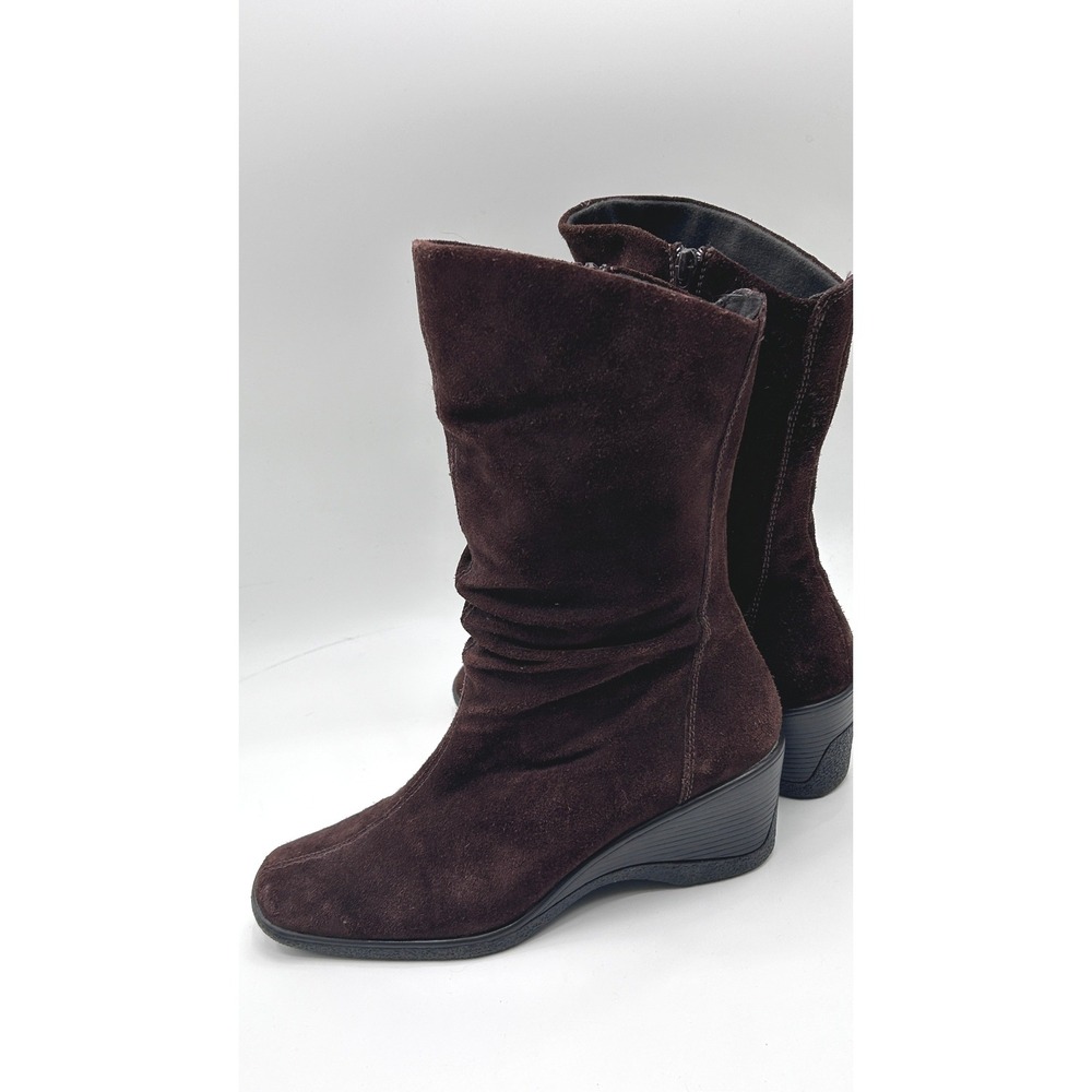 GH Bass Ganelle Brown Suede Wedge Mid Calf Boots Women's Size 8M Heritage Style - Picture 7 of 10